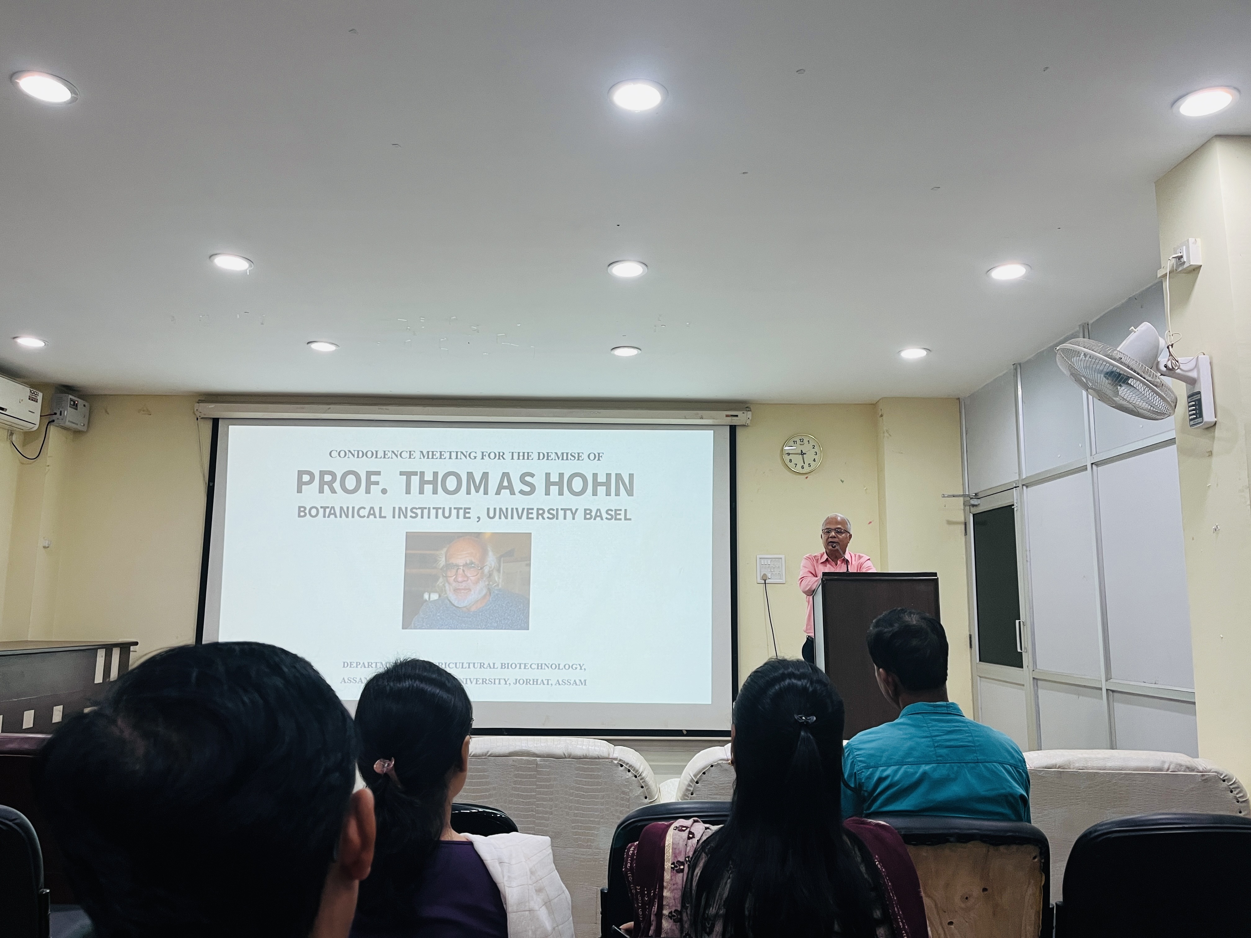 Condolence Meeting organised on the demise of Professor Thomas Hohn at DBT, AAU, Jorhat